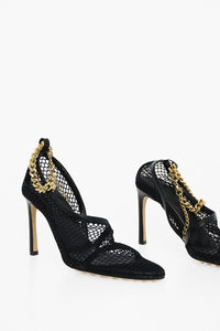 Mesh-Sandalen mit goldener Kettenschließe