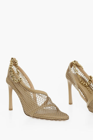 Meshed Sandals with Gold-toned Chain Fastening