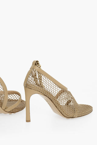 Meshed Sandals with Gold-toned Chain Fastening