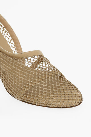 Meshed Sandals with Gold-toned Chain Fastening
