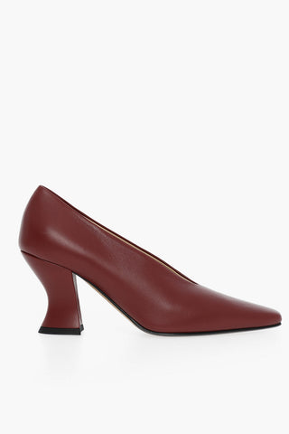 Lambskin ALMOND Pumps with Cuban Heel 8cm