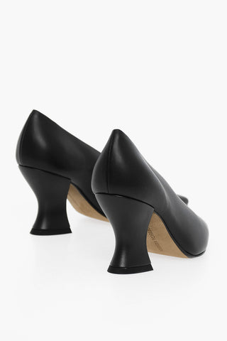 Lambskin ALMOND Pumps with Cuban Heel 8cm