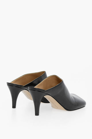 Craquelé Leather BLOC Mules with Square Toe 8cm
