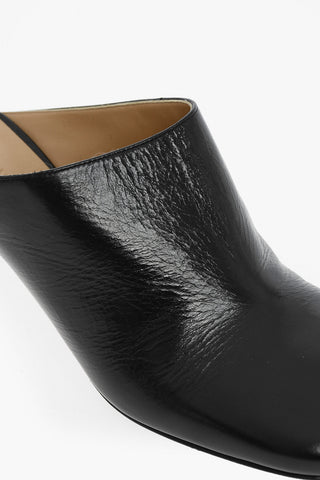 Craquelé Leather BLOC Mules with Square Toe 8cm