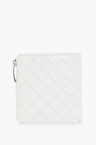 Woven Leather Bi-fold Wallet with Zip