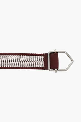 Chevron-textile Belt with Silver-toned Hardware