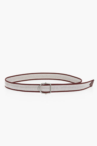 Chevron-textile Belt with Silver-toned Hardware