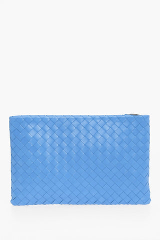 Woven Leather Pouch with Zipped Closure