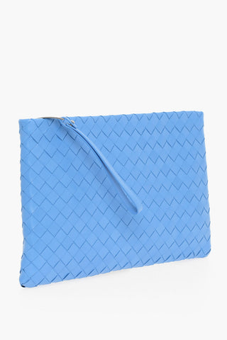 Woven Leather Pouch with Zipped Closure