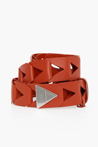 Leather TRIANGLE CHAIN Belt with Clip Buckle