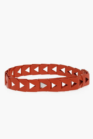 Leather TRIANGLE CHAIN Belt with Clip Buckle