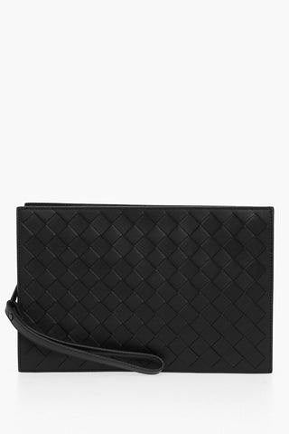 Woven Leather Clutch with Internal Compartments