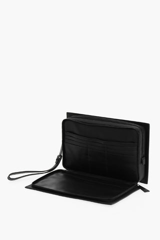 Woven Leather Clutch with Internal Compartments