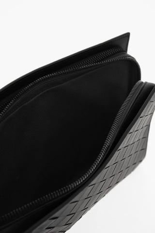 Woven Leather Clutch with Internal Compartments