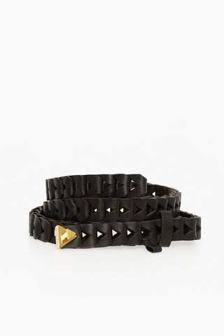 Leather TRIANGLE CHAIN Belt with Clip Buckle