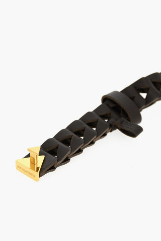 Leather TRIANGLE CHAIN Belt with Clip Buckle