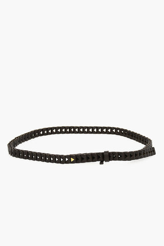 Leather TRIANGLE CHAIN Belt with Clip Buckle