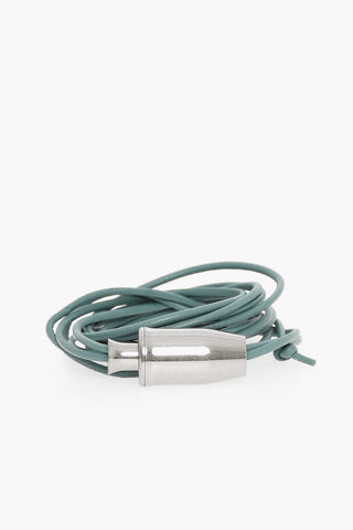 Soft-leather Self-tie Belt with Silver-toned Hardware