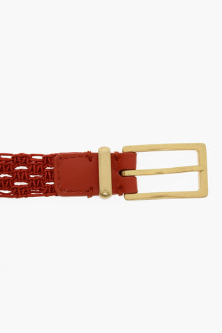 Squared Buckle Macramè Slim Belt
