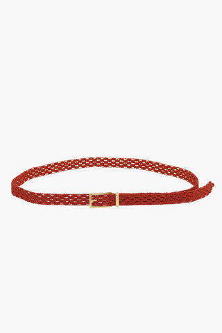 Squared Buckle Macramè Slim Belt