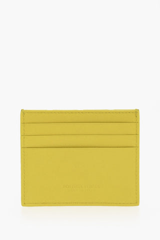 Leather and Rubber Card Holder with Intreccio Effect