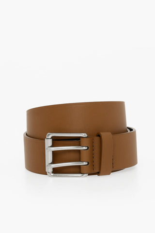 Leather Belt with Silver-toned Hardware