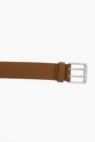 Leather Belt with Silver-toned Hardware