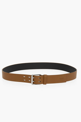 Leather Belt with Silver-toned Hardware