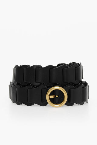 Chain-shaped Leather Belt with Gold-toned Hardware