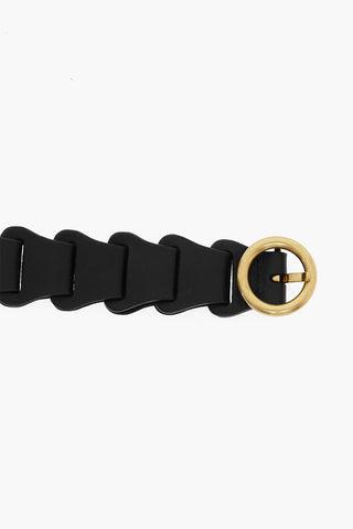 Chain-shaped Leather Belt with Gold-toned Hardware