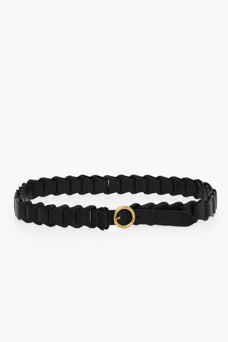 Chain-shaped Leather Belt with Gold-toned Hardware