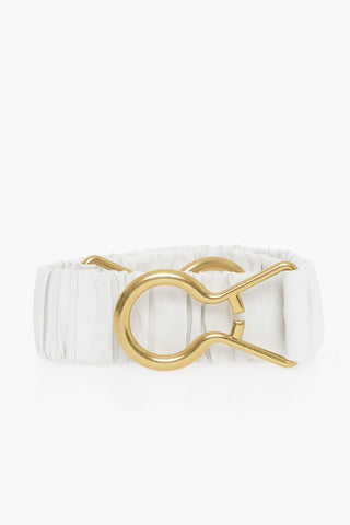 Elastic Leather Belt with Brass Buckle