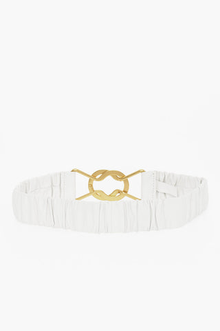 Elastic Leather Belt with Brass Buckle