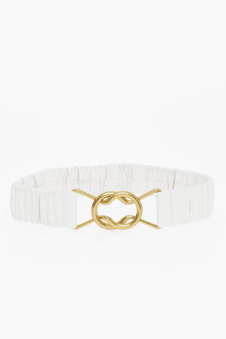 Elastic Leather Belt with Brass Buckle