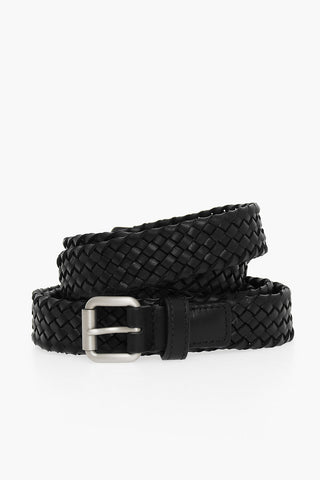 Intreccio Soft-leather Belt with Silver-toned Hardware