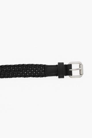 Intreccio Soft-leather Belt with Silver-toned Hardware