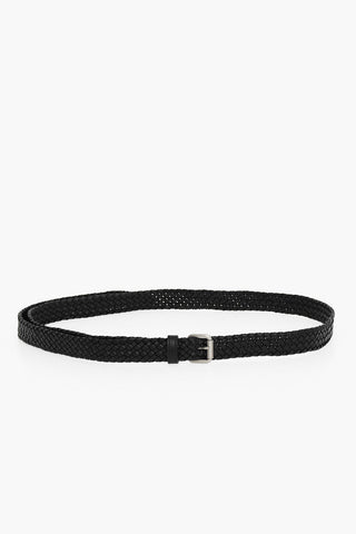 Intreccio Soft-leather Belt with Silver-toned Hardware