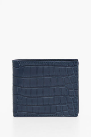 Portafoglio Bifold in Pelle di Coccodrillo