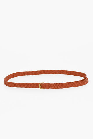 Woven Leather Belt with Brass Buckle