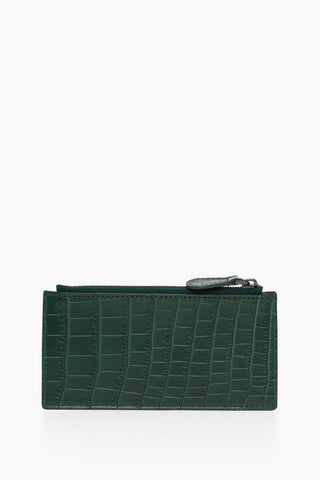 Crocodile Leather Card Holder with Zip