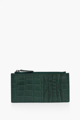 Crocodile Leather Card Holder with Zip