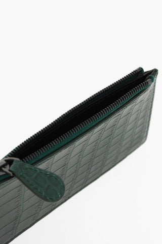 Crocodile Leather Card Holder with Zip