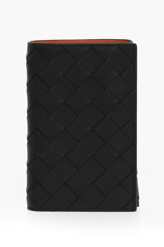 Woven Leather Passport Holder with Contrasting Lining