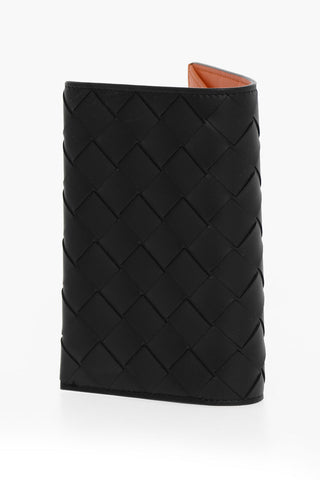 Woven Leather Passport Holder with Contrasting Lining