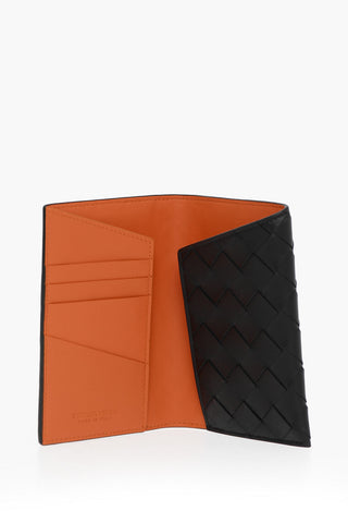 Woven Leather Passport Holder with Contrasting Lining