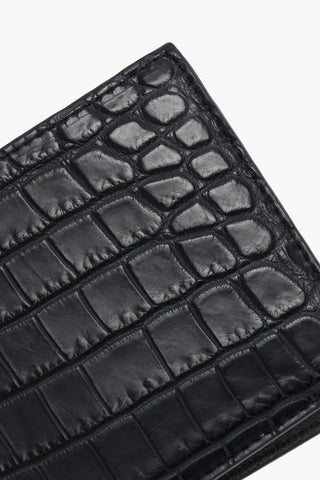 Portafoglio Bifold in Pelle di Coccodrillo