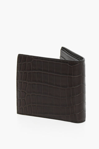 Portafoglio Bifold in Pelle di Coccodrillo