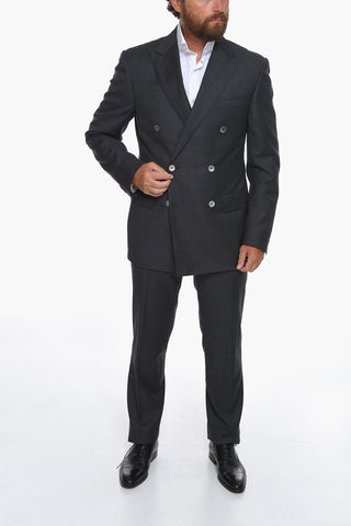 Virgin-wool ACADEMY Double-breasted Suit with Peak Lapel