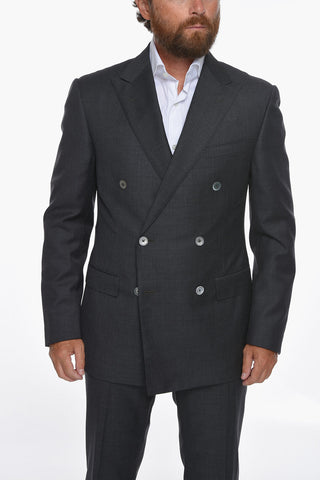 Virgin-wool ACADEMY Double-breasted Suit with Peak Lapel