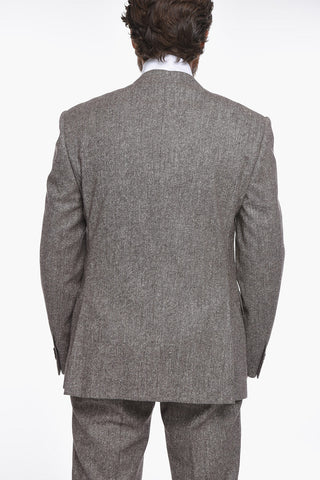 Virgin-wool-blend Single-breasted Suit with Notched Lapel